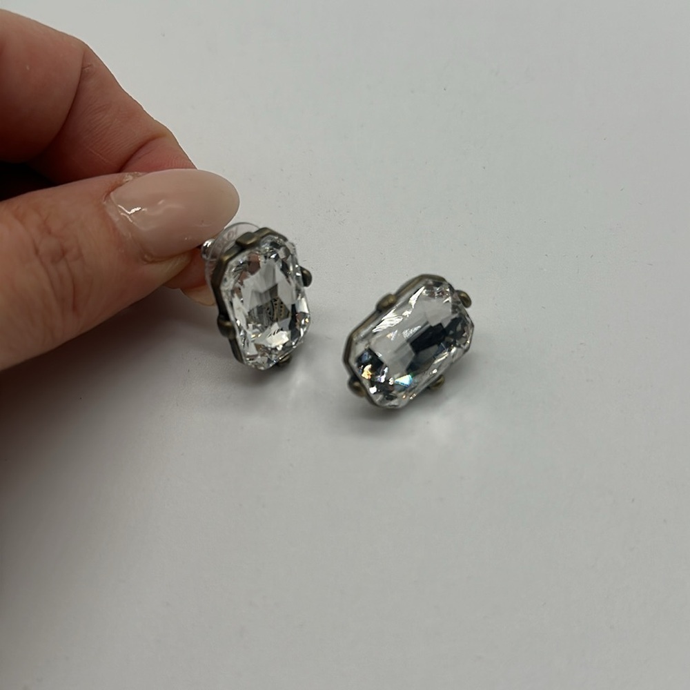 Joan Rivers Vintage Clear Crystal Rhinestone Post Earrings - Picture 5 of 5